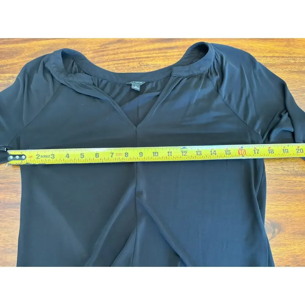Ann Taylor Black Dress Blouse Shirt Size Small